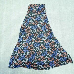 NWT Lularoe maxi skirt women's size small XXS black blue floral print stretch‎